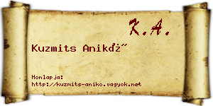 Kuzmits Anikó névjegykártya